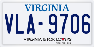 VA license plate VLA9706