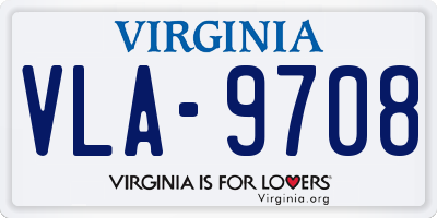 VA license plate VLA9708