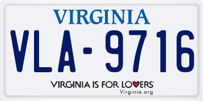 VA license plate VLA9716