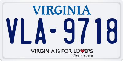 VA license plate VLA9718