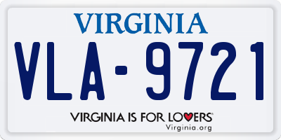 VA license plate VLA9721