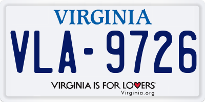 VA license plate VLA9726