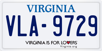 VA license plate VLA9729