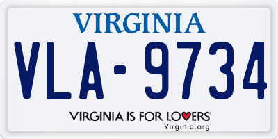 VA license plate VLA9734