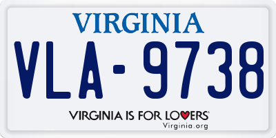 VA license plate VLA9738