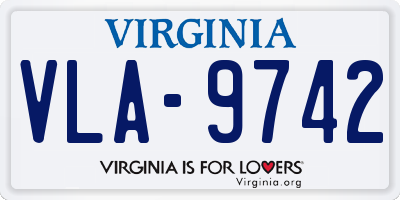 VA license plate VLA9742