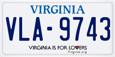 VA license plate VLA9743