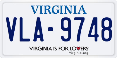VA license plate VLA9748