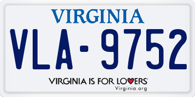 VA license plate VLA9752