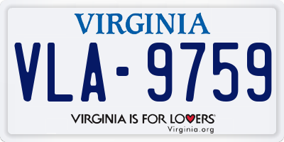 VA license plate VLA9759