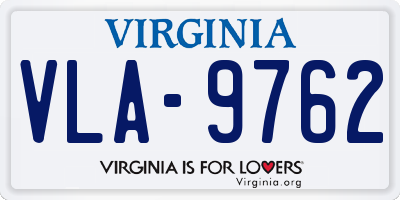 VA license plate VLA9762