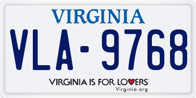 VA license plate VLA9768