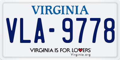 VA license plate VLA9778
