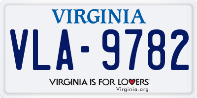VA license plate VLA9782