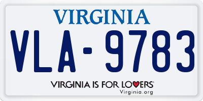VA license plate VLA9783