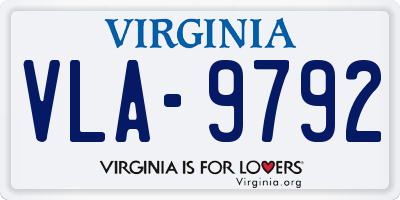 VA license plate VLA9792