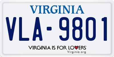 VA license plate VLA9801