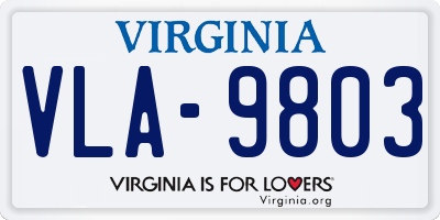 VA license plate VLA9803