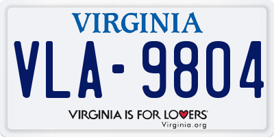 VA license plate VLA9804