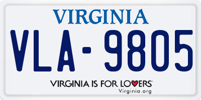 VA license plate VLA9805