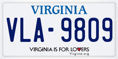 VA license plate VLA9809