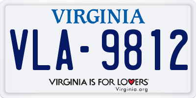VA license plate VLA9812
