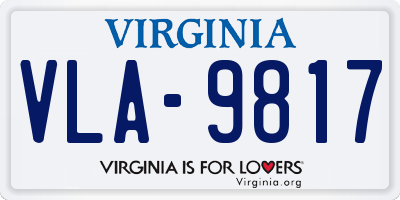 VA license plate VLA9817