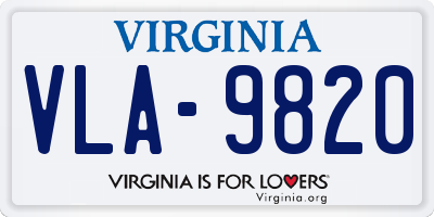 VA license plate VLA9820