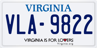 VA license plate VLA9822