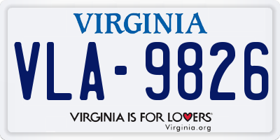 VA license plate VLA9826
