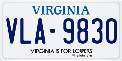 VA license plate VLA9830