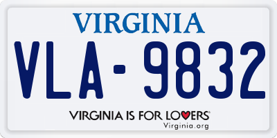 VA license plate VLA9832