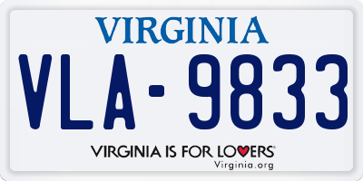 VA license plate VLA9833