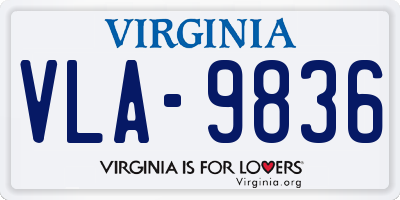 VA license plate VLA9836