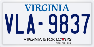 VA license plate VLA9837