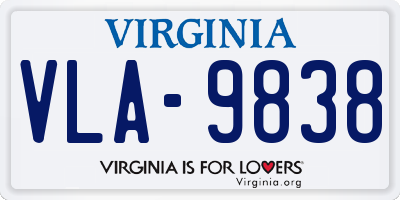 VA license plate VLA9838