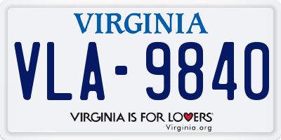 VA license plate VLA9840