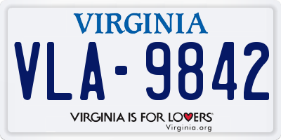VA license plate VLA9842