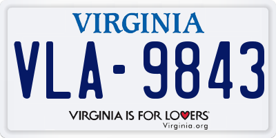 VA license plate VLA9843