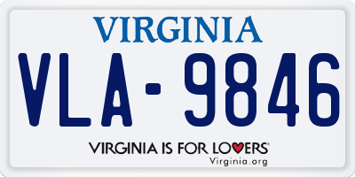 VA license plate VLA9846