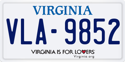 VA license plate VLA9852