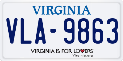 VA license plate VLA9863