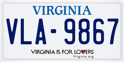 VA license plate VLA9867