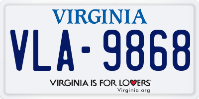 VA license plate VLA9868
