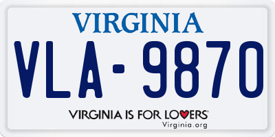VA license plate VLA9870