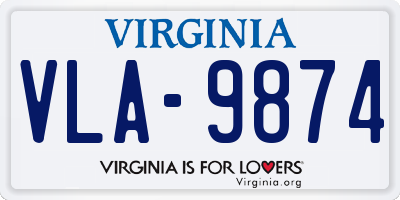 VA license plate VLA9874