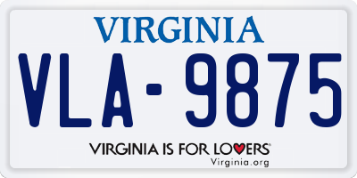 VA license plate VLA9875