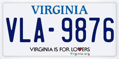 VA license plate VLA9876