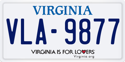 VA license plate VLA9877