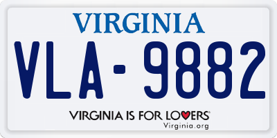 VA license plate VLA9882